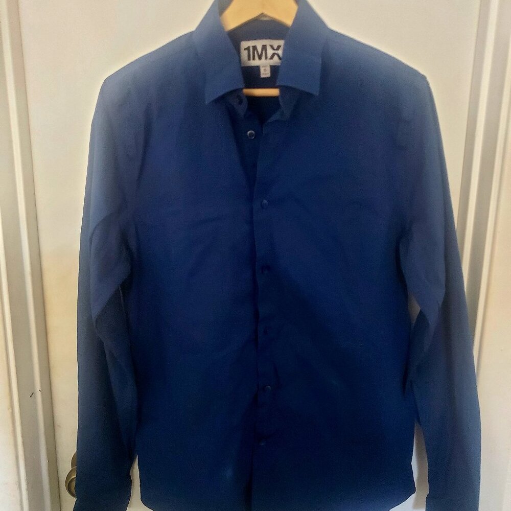 Express Fitted MX1 Dress Shirt Dark Blue Men's Size M